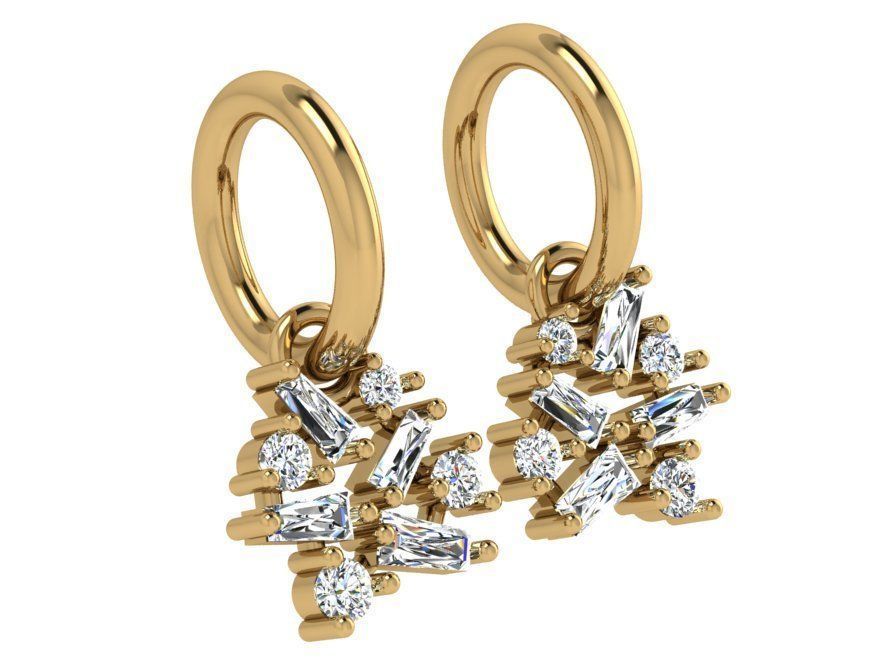 Snowflake Diamond Earring 4520 3D print model_1