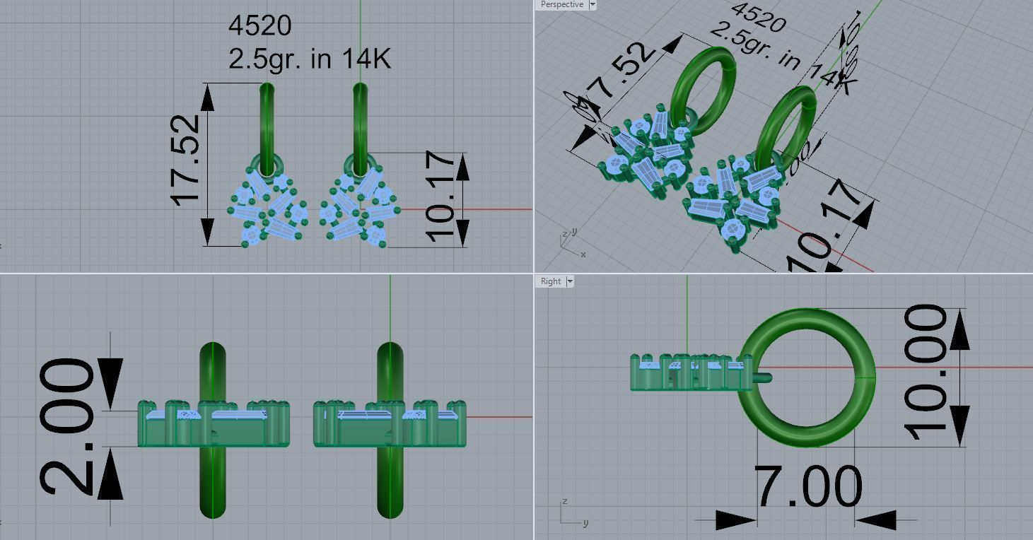 Snowflake Diamond Earring 4520 3D print model_5