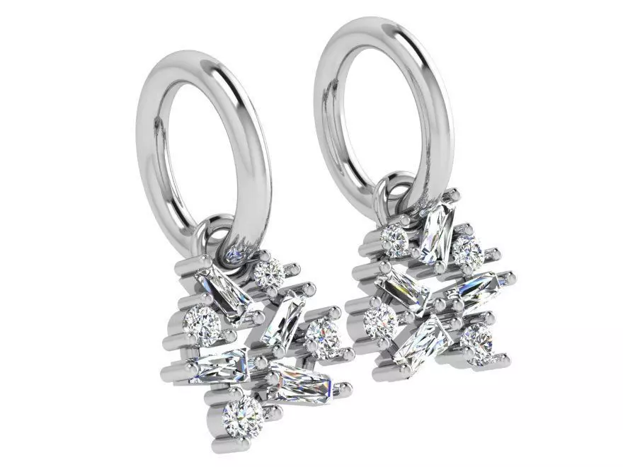 Snowflake Diamond Earring 4520 3D print model_0