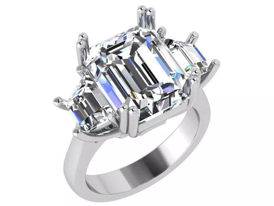 Three Stone Emerald Ring 4521 3D print model_0