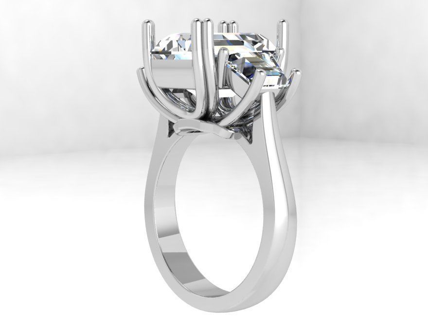 Three Stone Emerald Ring 4521 3D print model_3