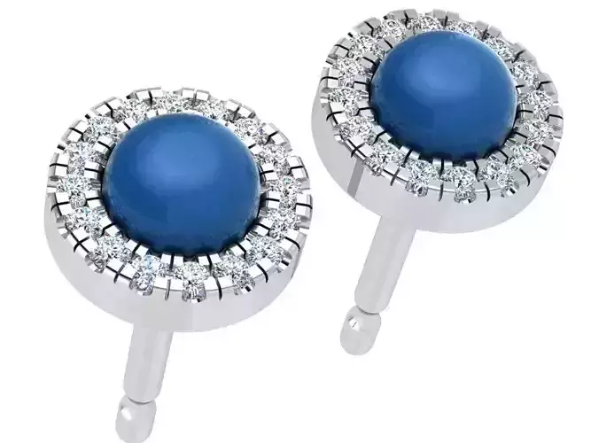 Cabochon Halo Stud Earrings 4525