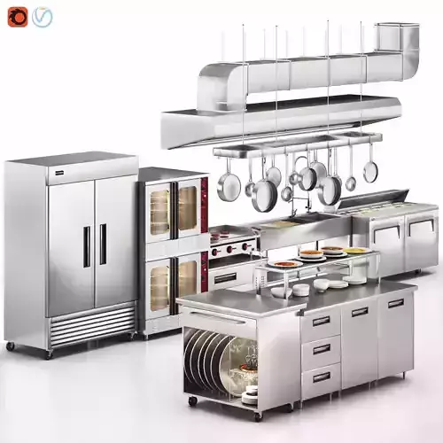 restaurant equipment 03 commercial kitchen Low-poly 3D model