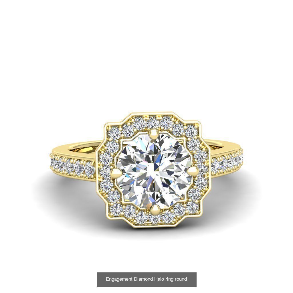 Engagement round diamond ring 10 models 3D Model Collection_1
