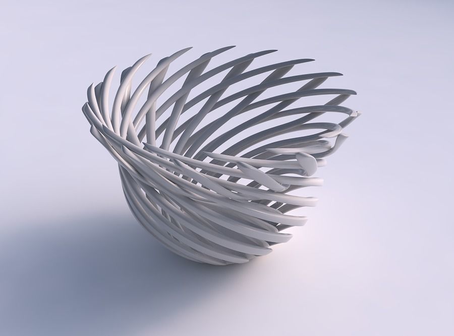 Bowl wide cylindrical with twisted sharp muscle structure twi... 3D print model_0