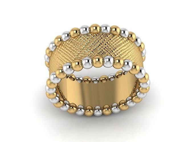 wide bead band ring Free 3D print model