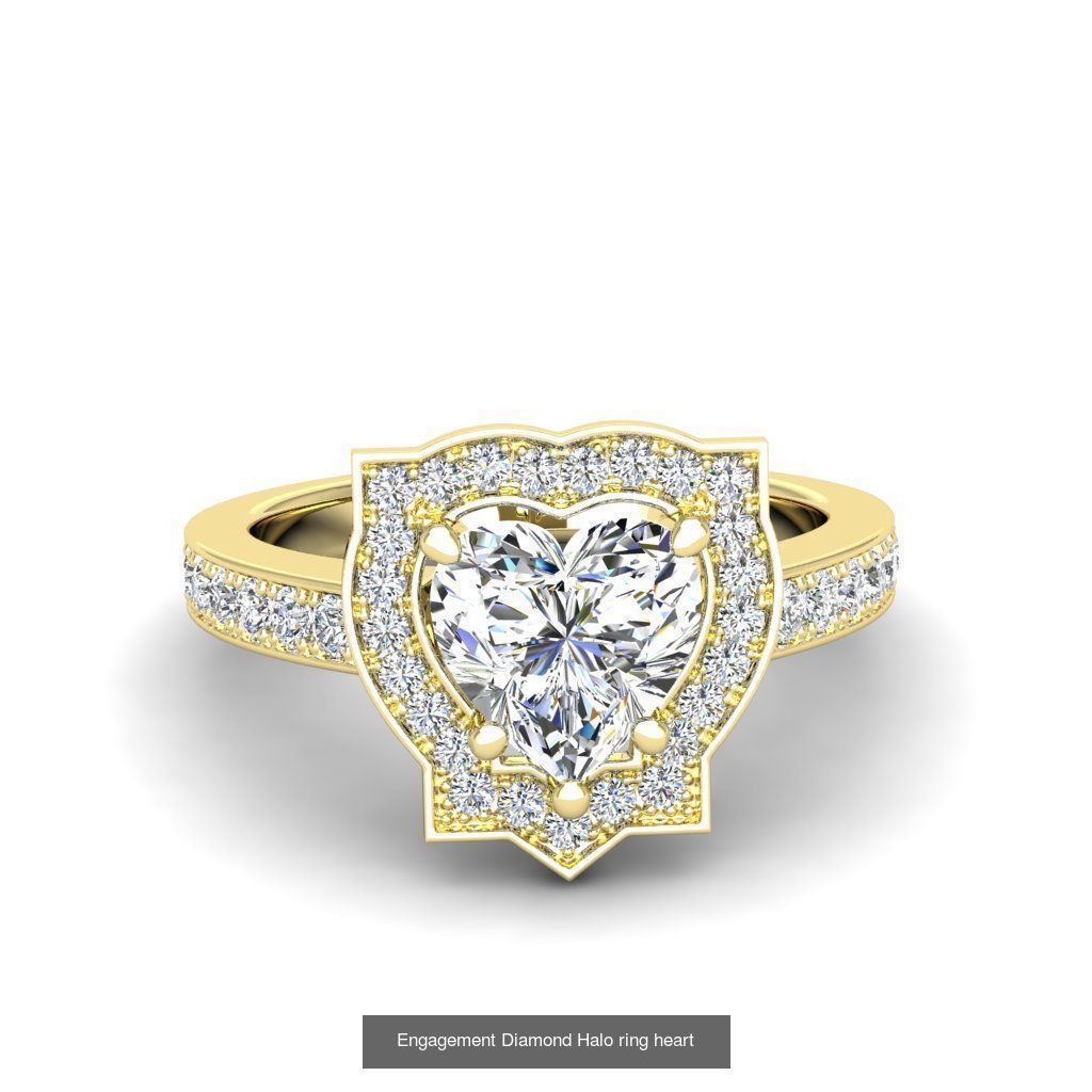 Engagement heart diamond ring 10 models 3D Model Collection_1