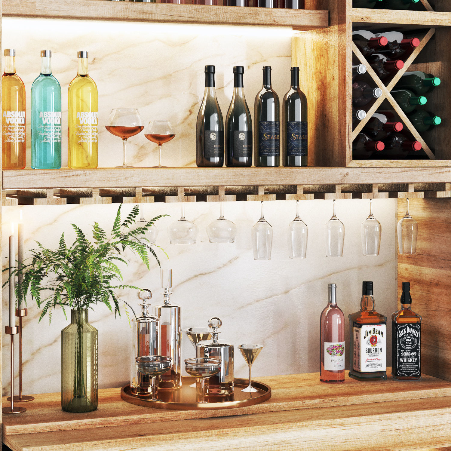 minibar03 - wine shelf Low-poly 3D model_1