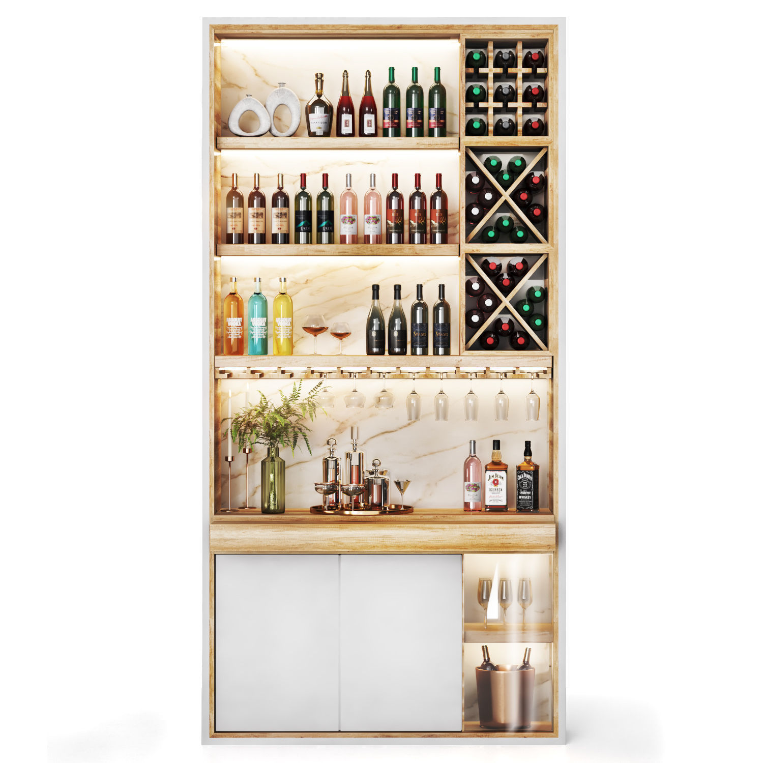 minibar03 - wine shelf Low-poly 3D model_4
