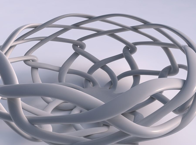 Bowl wide cylindrical with interlacing thin lattice squeezed