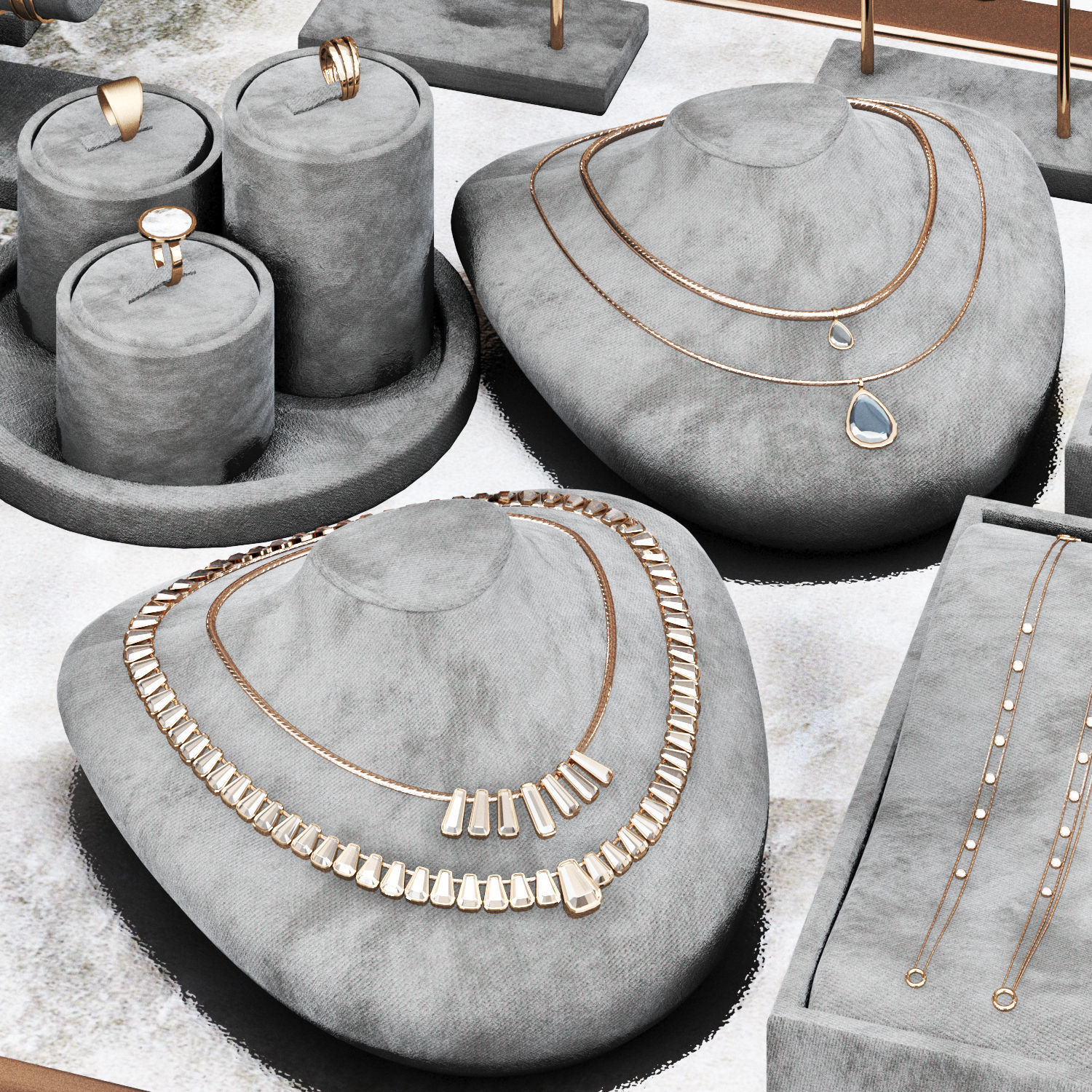 jewelry store showcase  jewellery showroom Low-poly 3D model_2