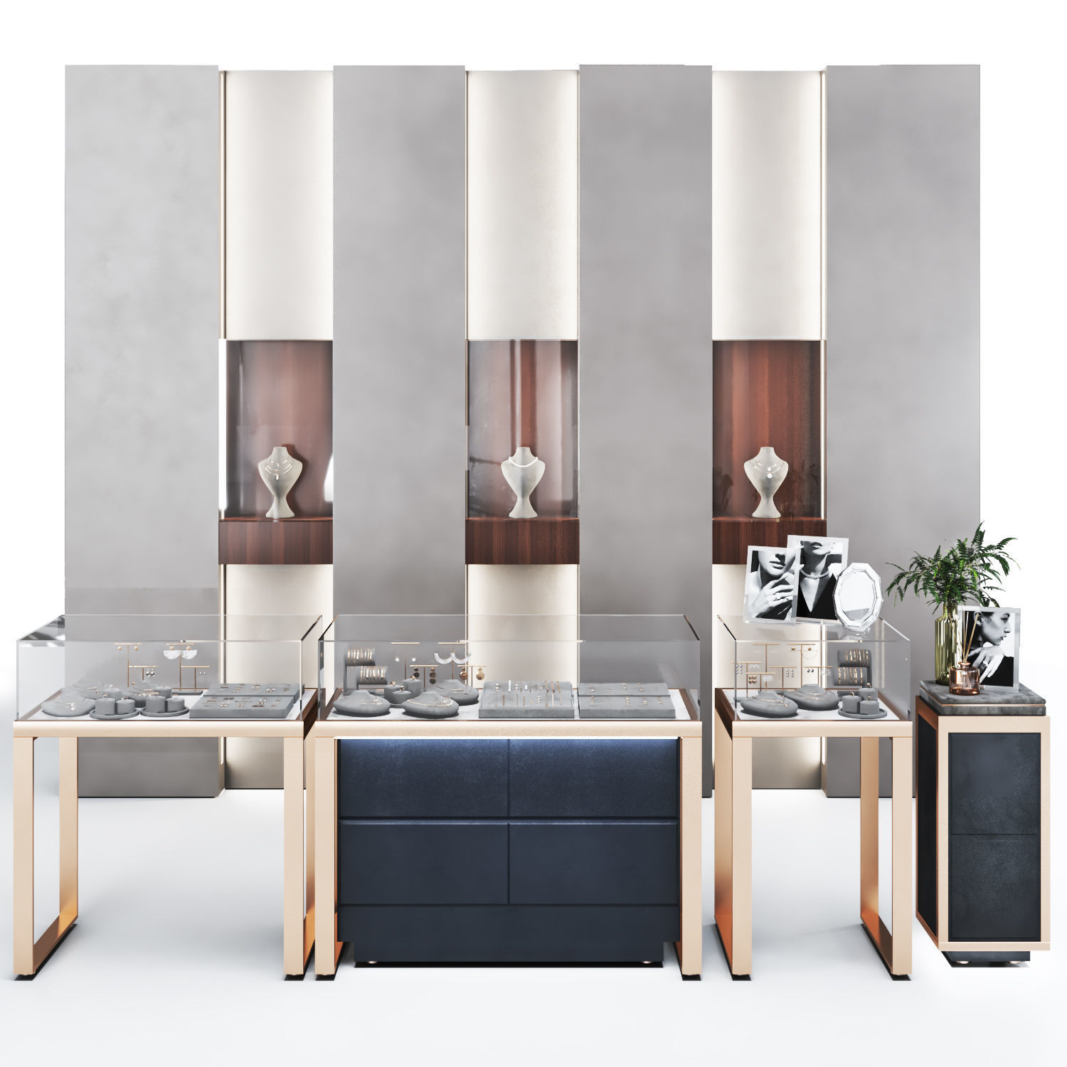 jewelry store showcase  jewellery showroom Low-poly 3D model_6