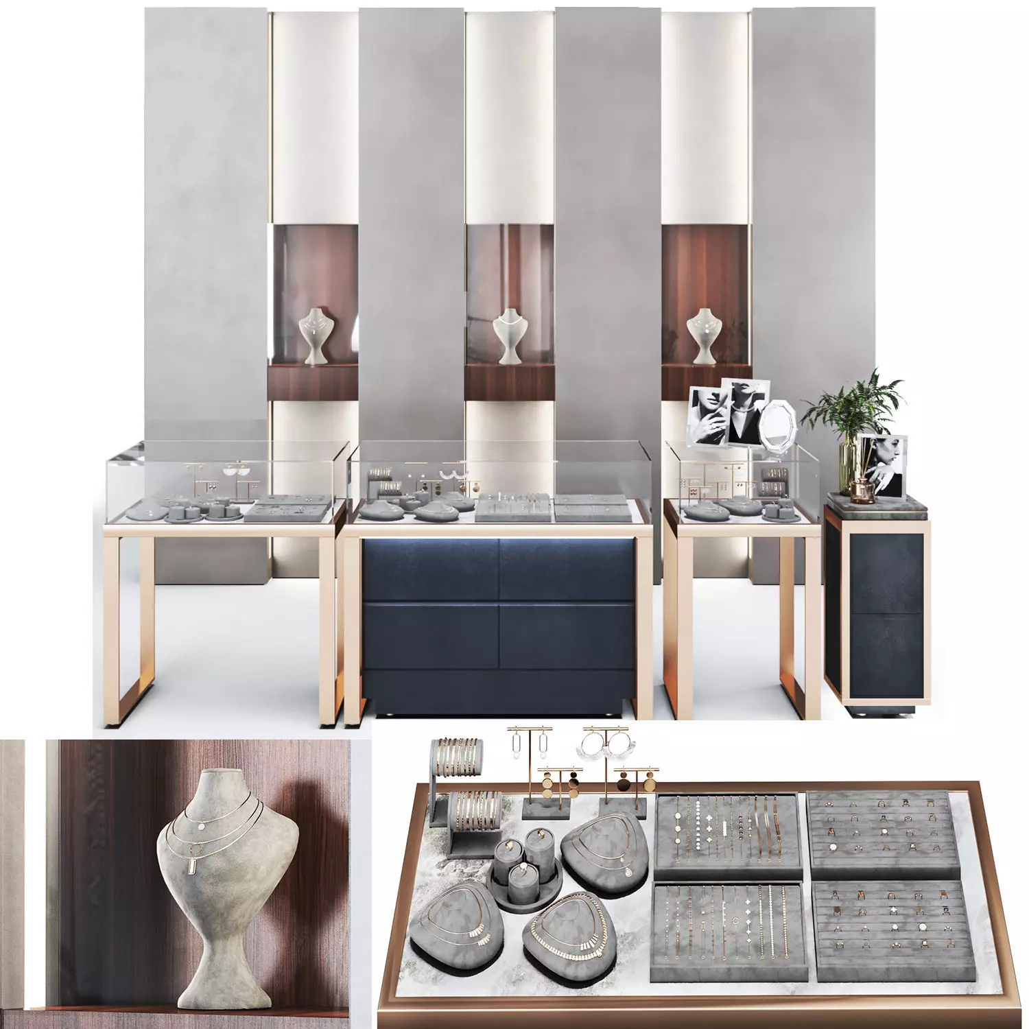 jewelry store showcase  jewellery showroom Low-poly 3D model_0