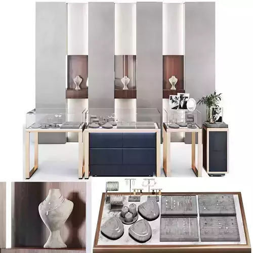 jewelry store showcase  jewellery showroom Low-poly 3D model