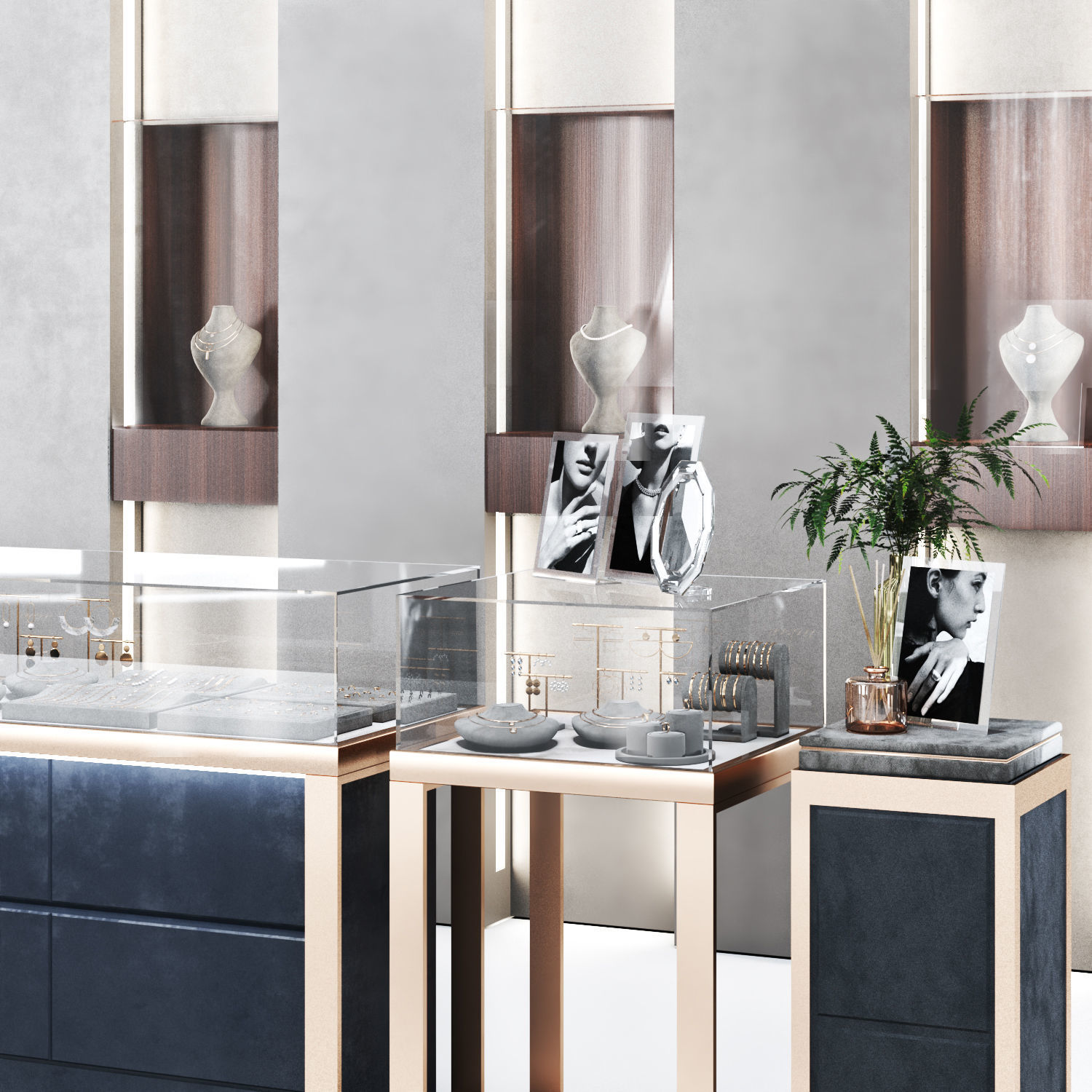jewelry store showcase  jewellery showroom Low-poly 3D model_9