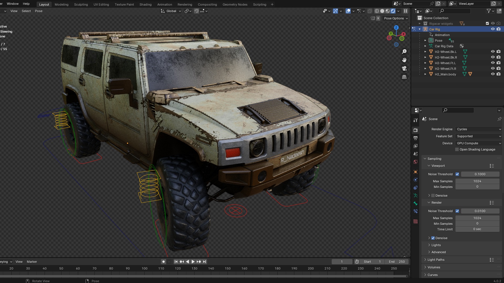 Hummer H2 Low-poly 3D model_5