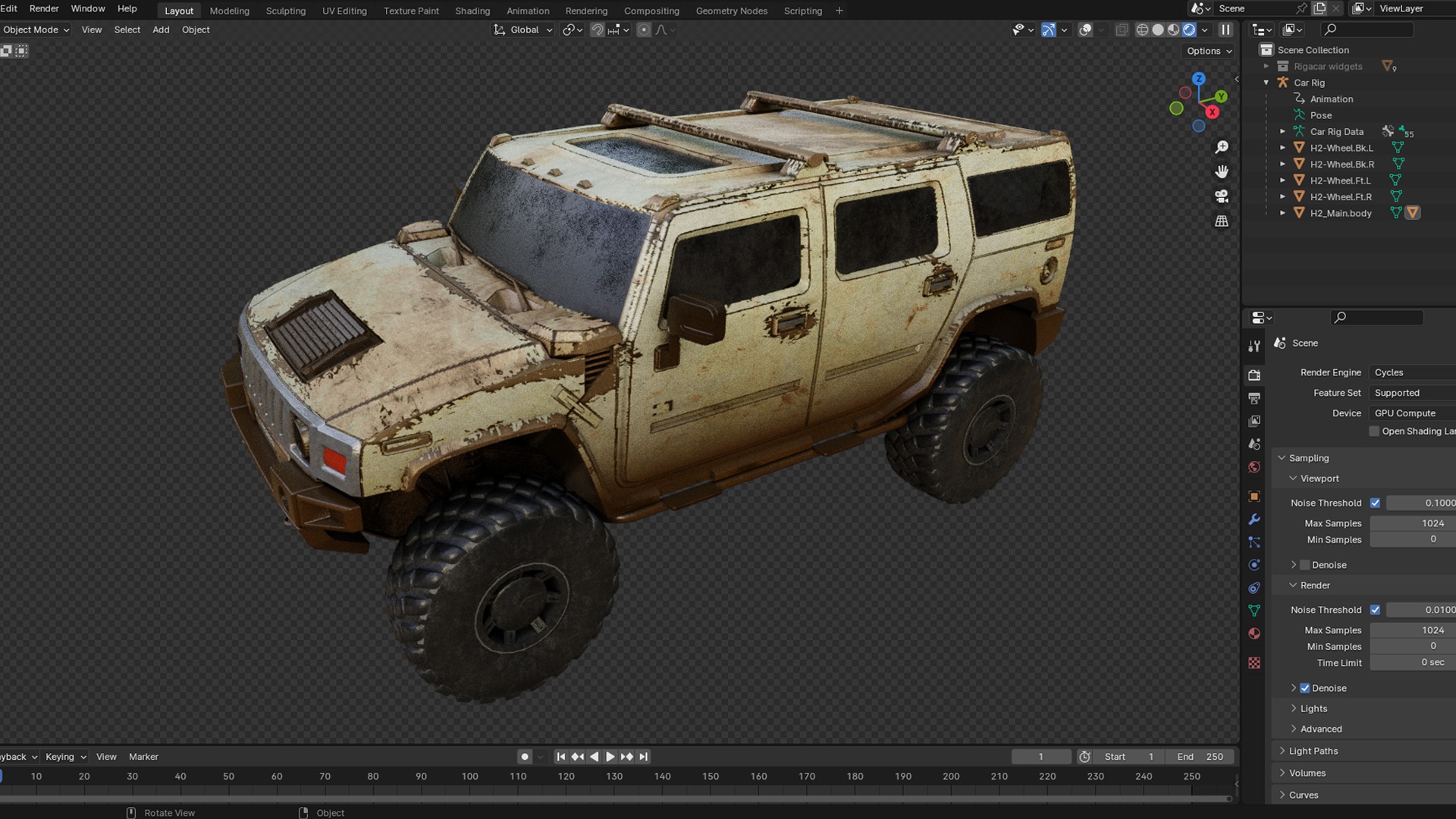 Hummer H2 Low-poly 3D model_6