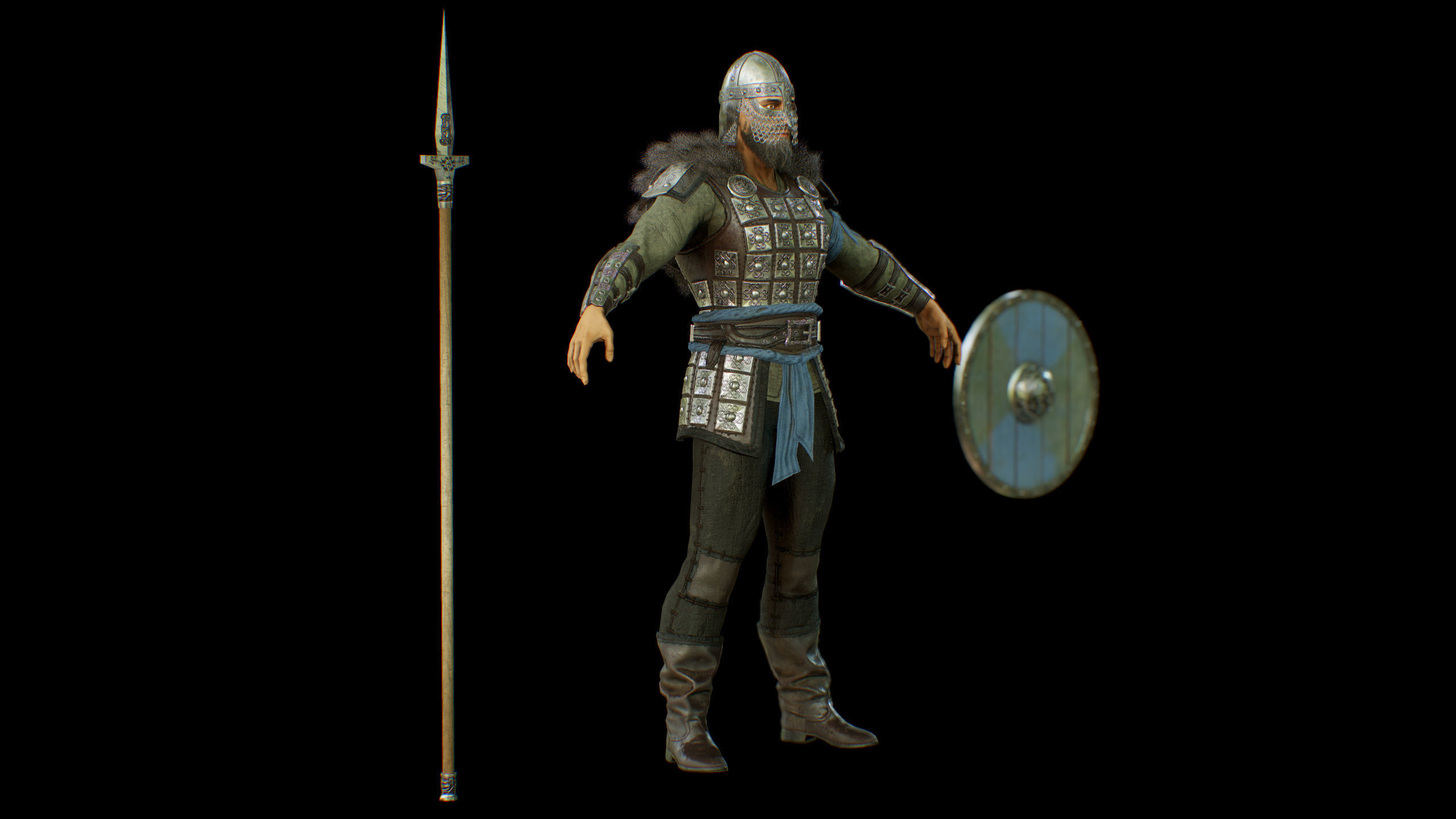 Viking Knight Low-poly 3D model_7