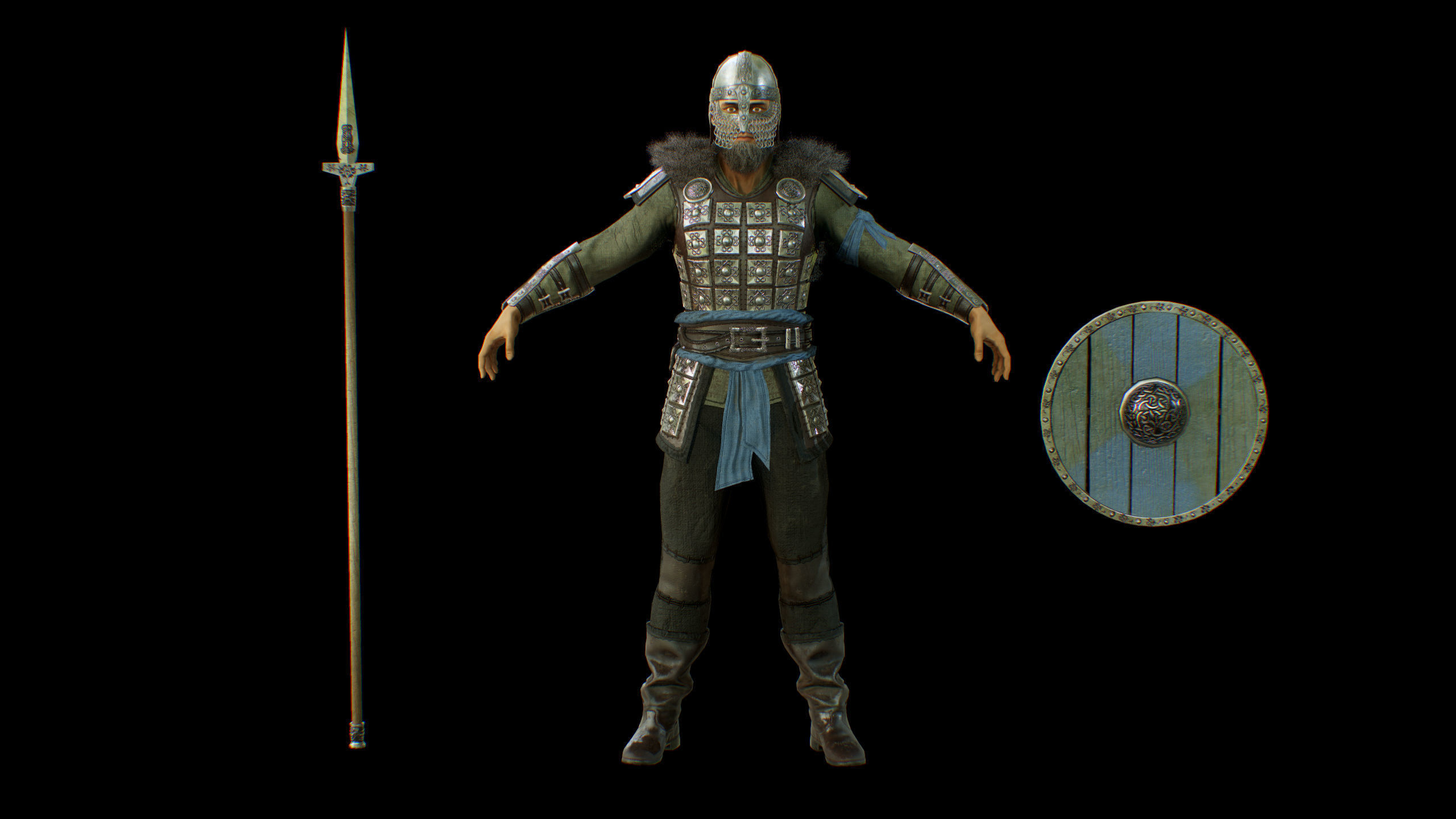 Viking Knight Low-poly 3D model_4