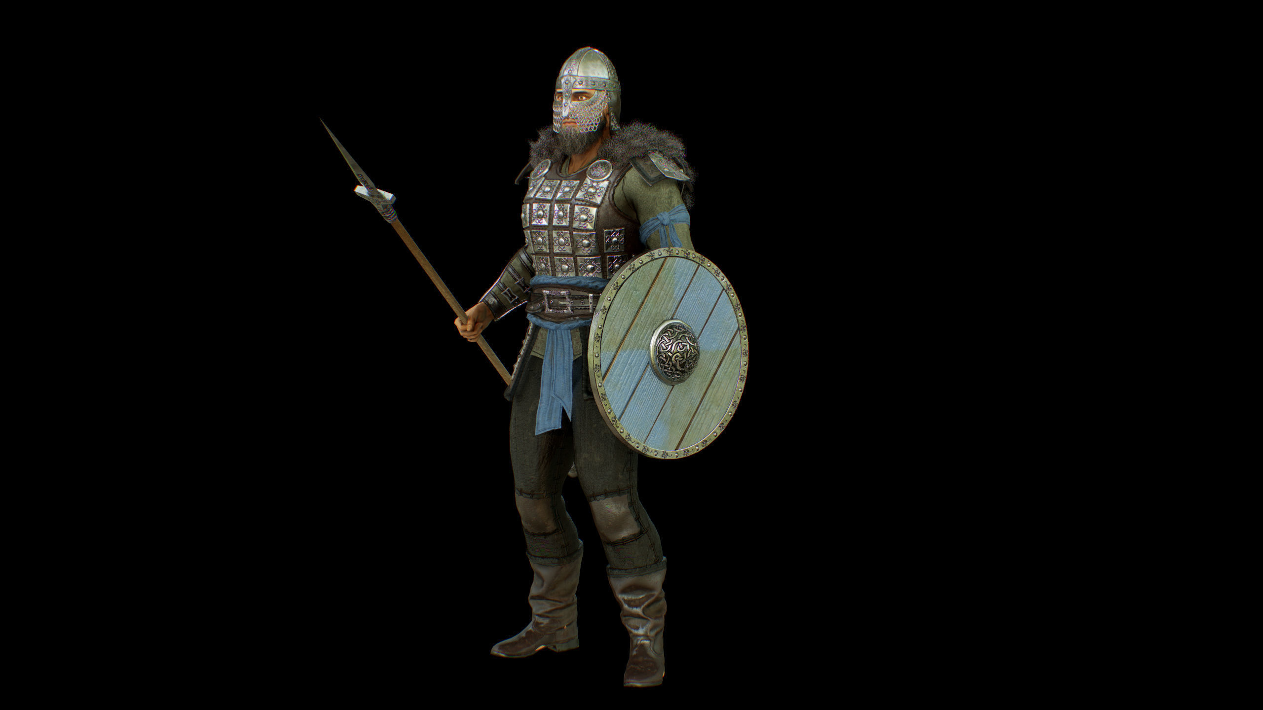 Viking Knight Low-poly 3D model_15