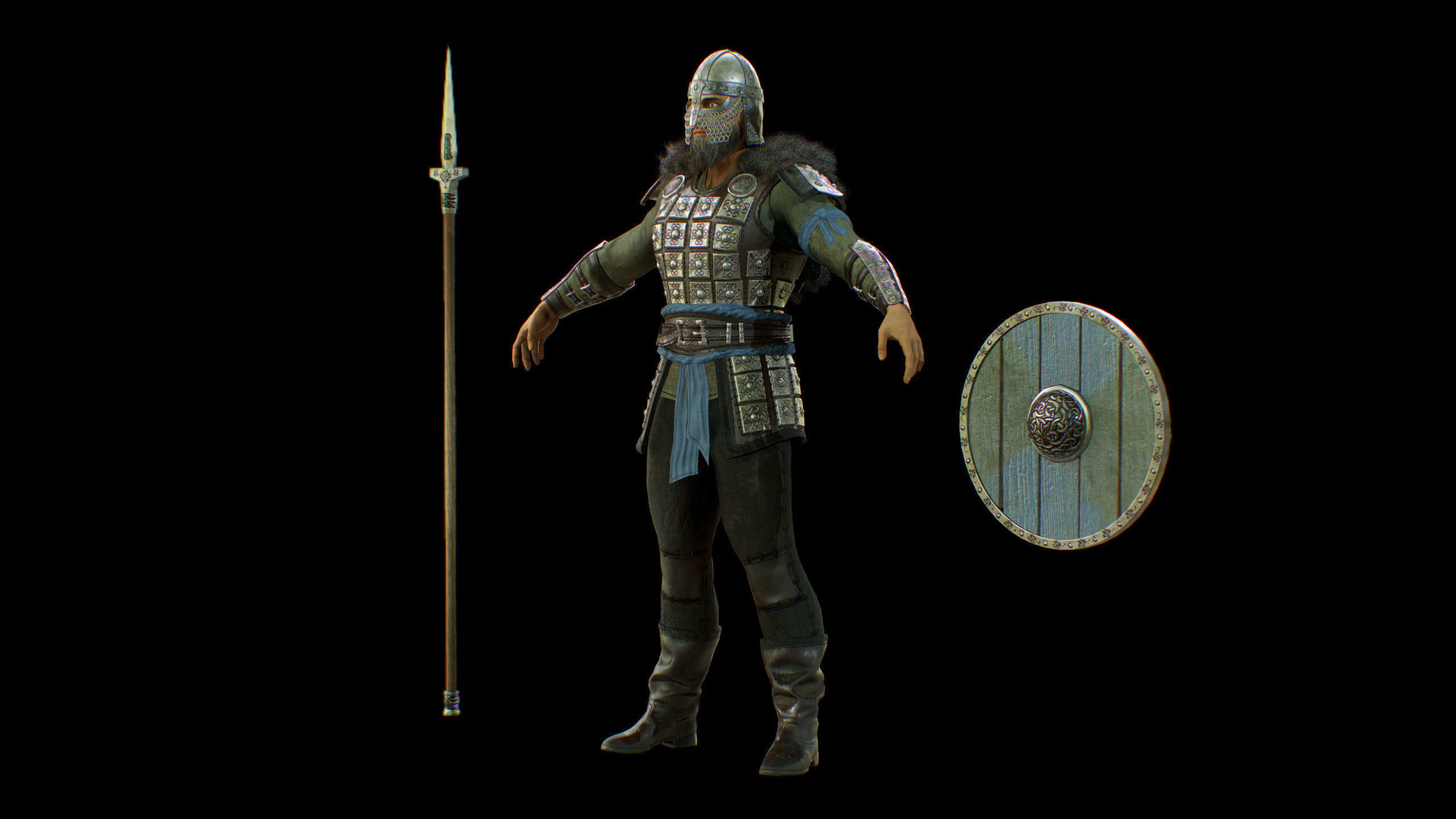 Viking Knight Low-poly 3D model_5