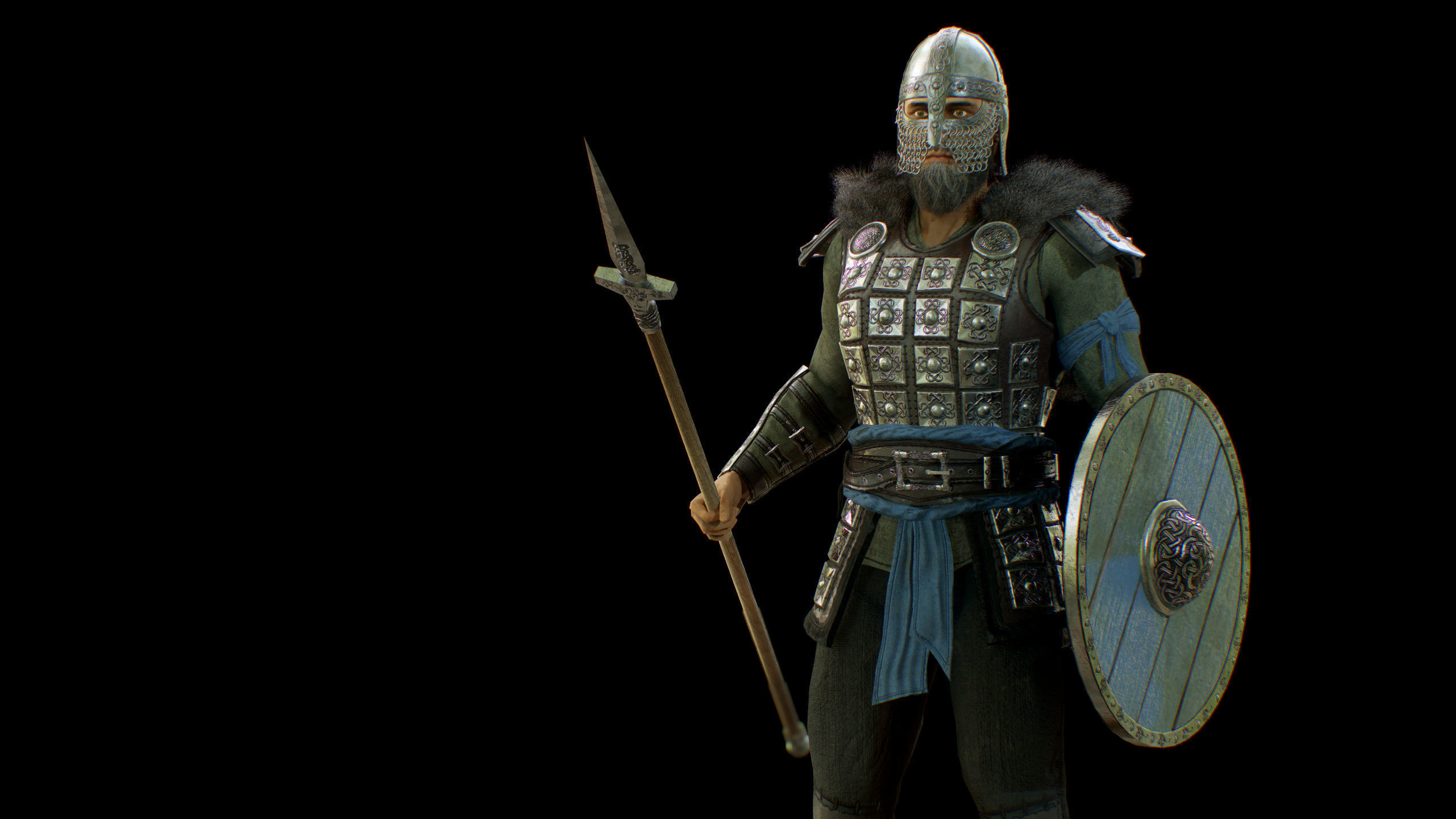 Viking Knight Low-poly 3D model_13
