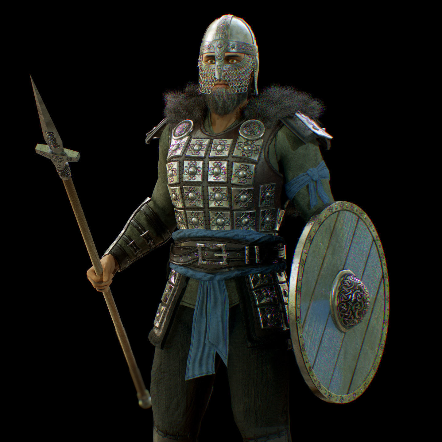 Viking Knight Low-poly 3D model_3