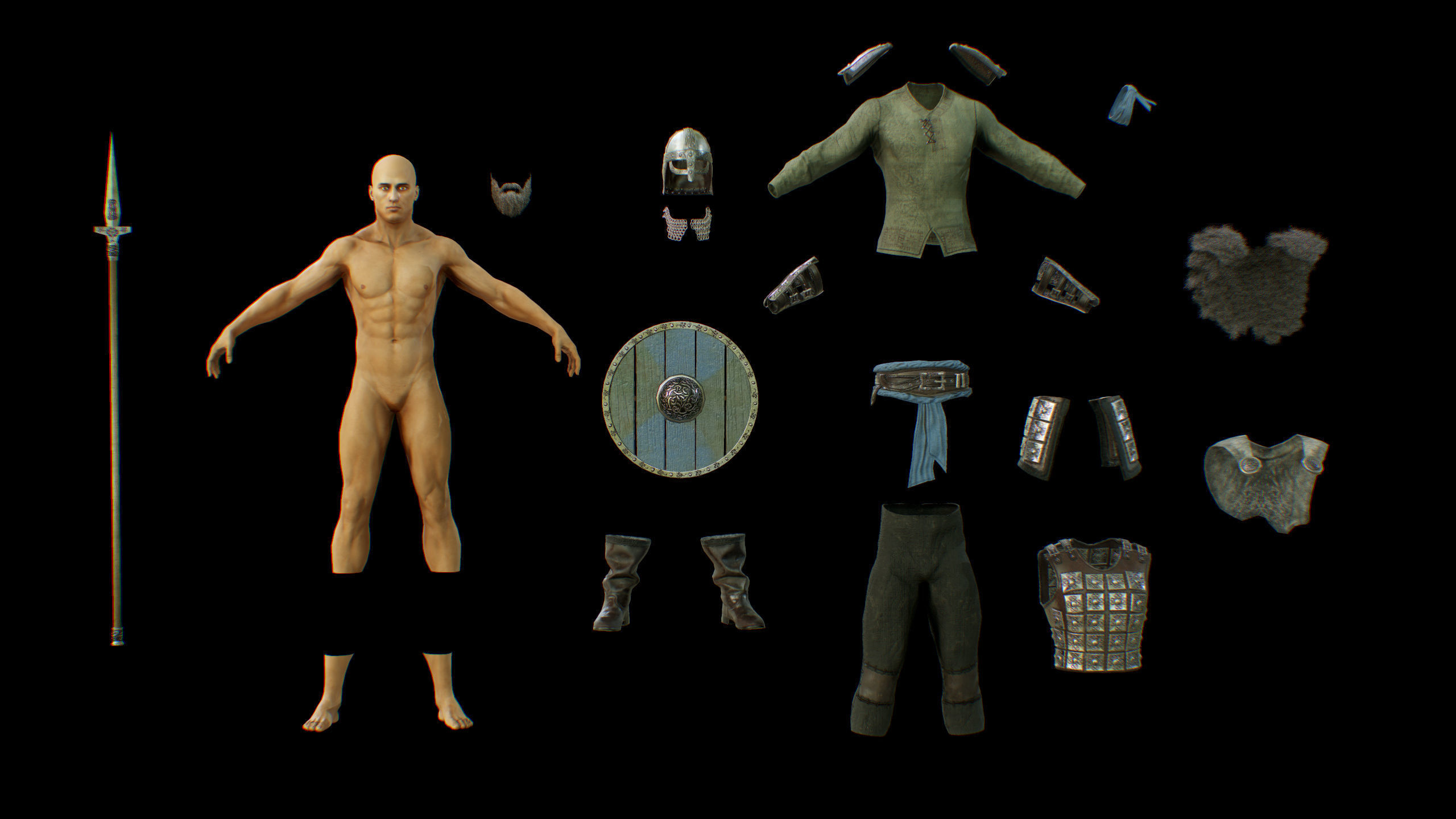 Viking Knight Low-poly 3D model_2