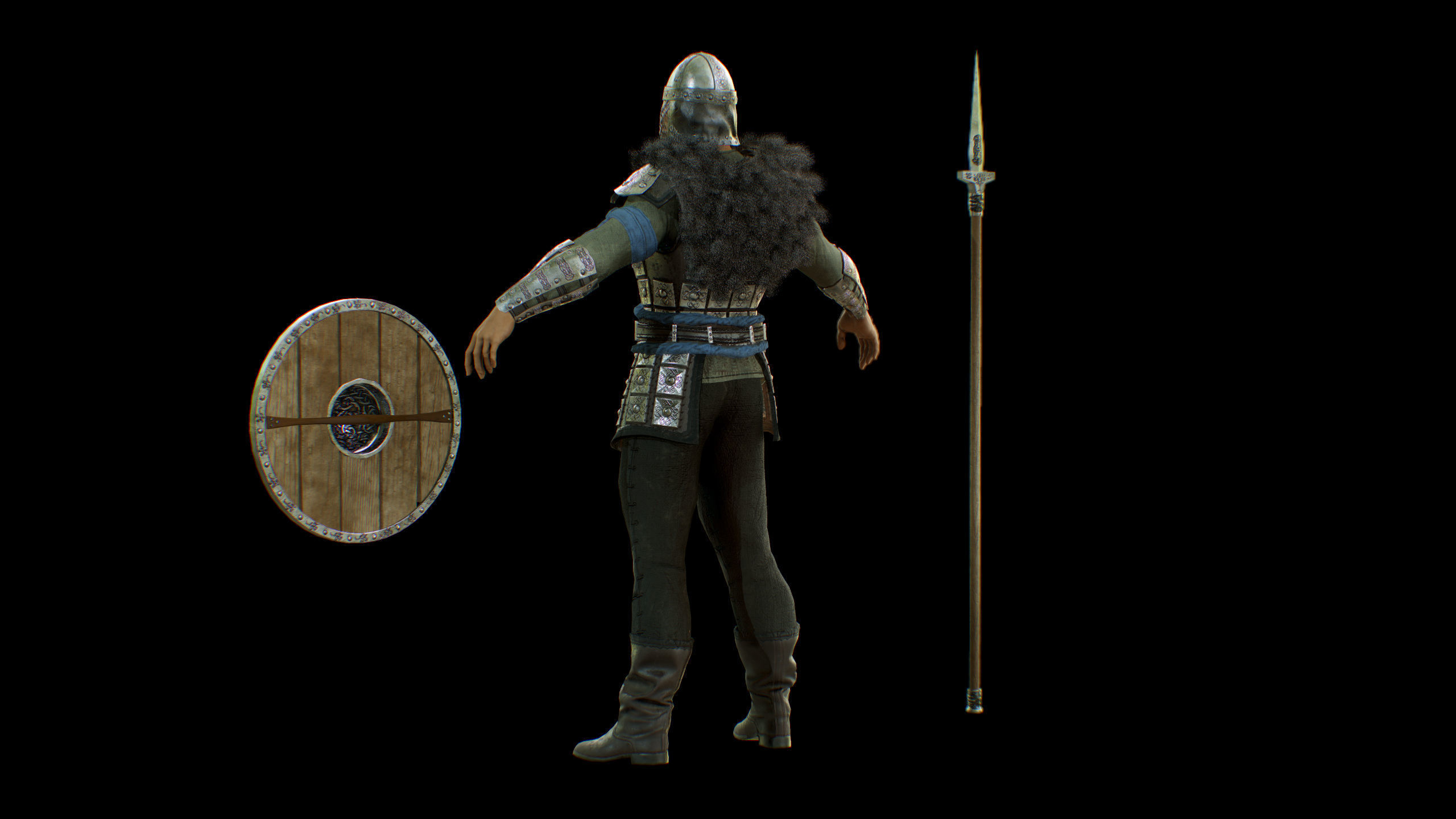 Viking Knight Low-poly 3D model_6