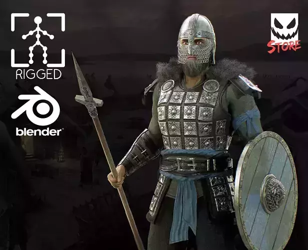 Viking Knight Low-poly 3D model