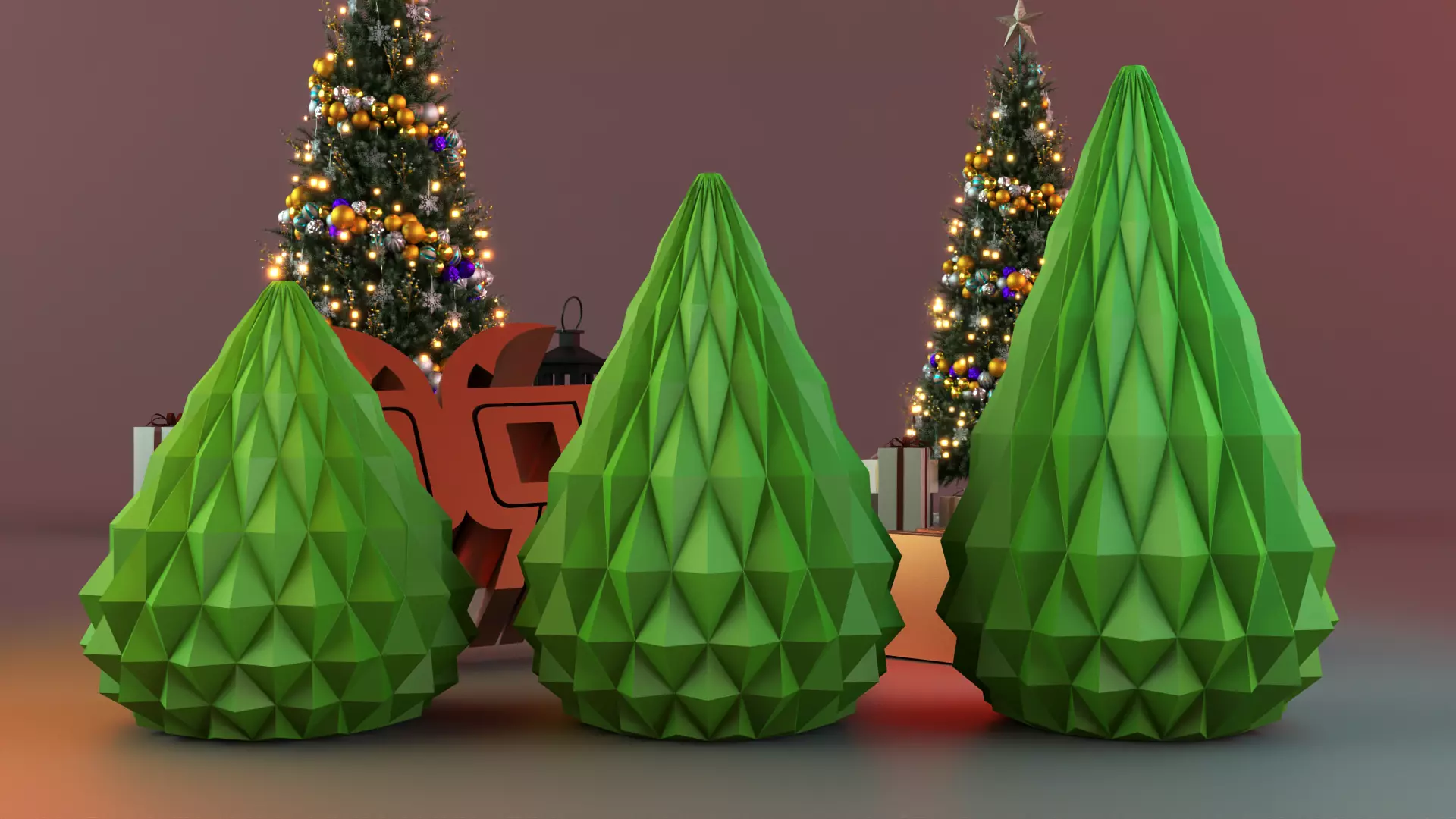 Parametric Christmas Tree set 3D print model_0