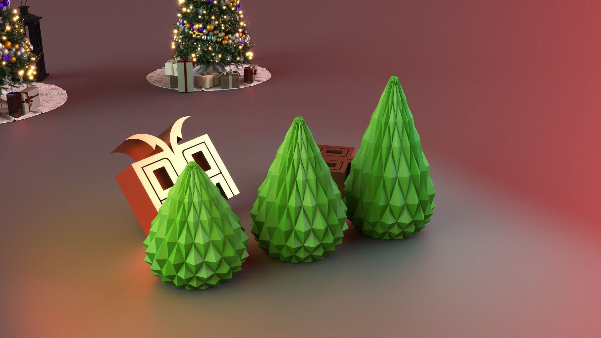 Parametric Christmas Tree set 3D print model_7