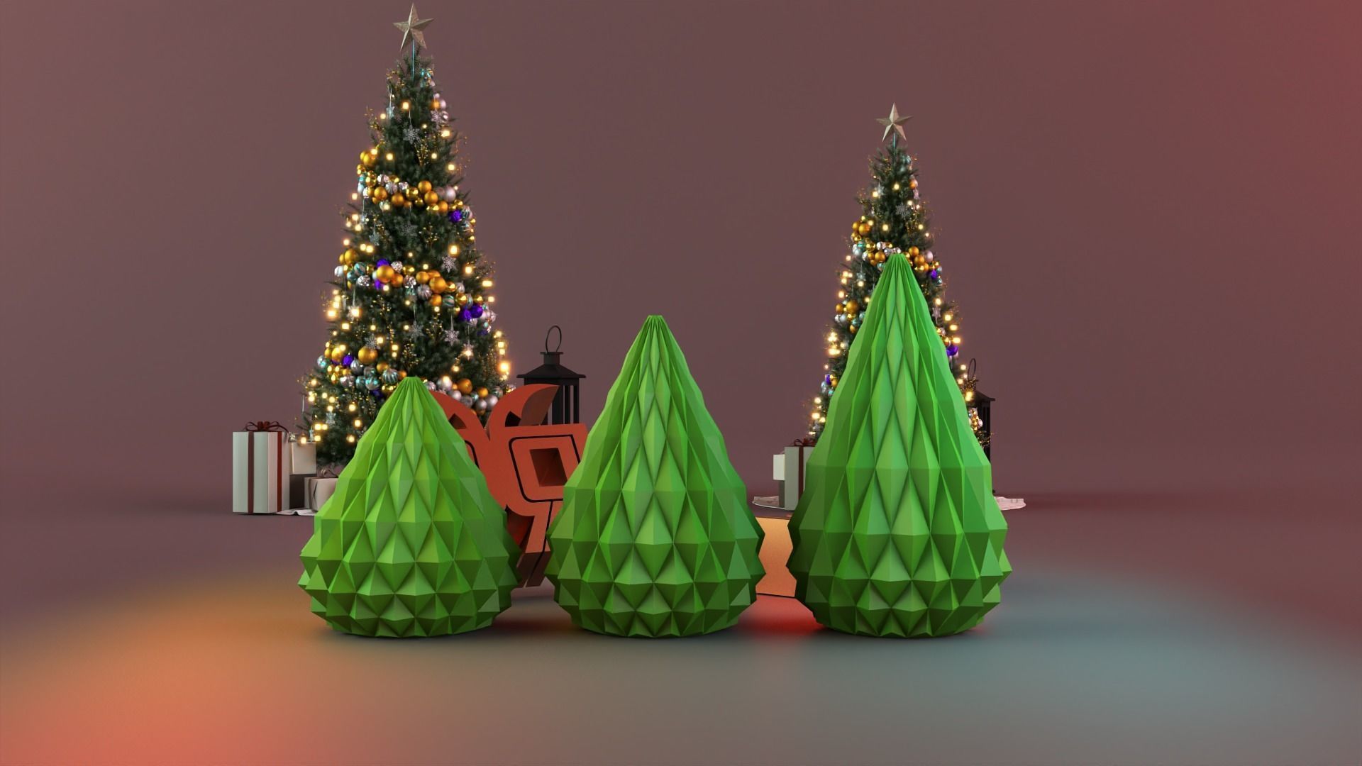 Parametric Christmas Tree set 3D print model_1