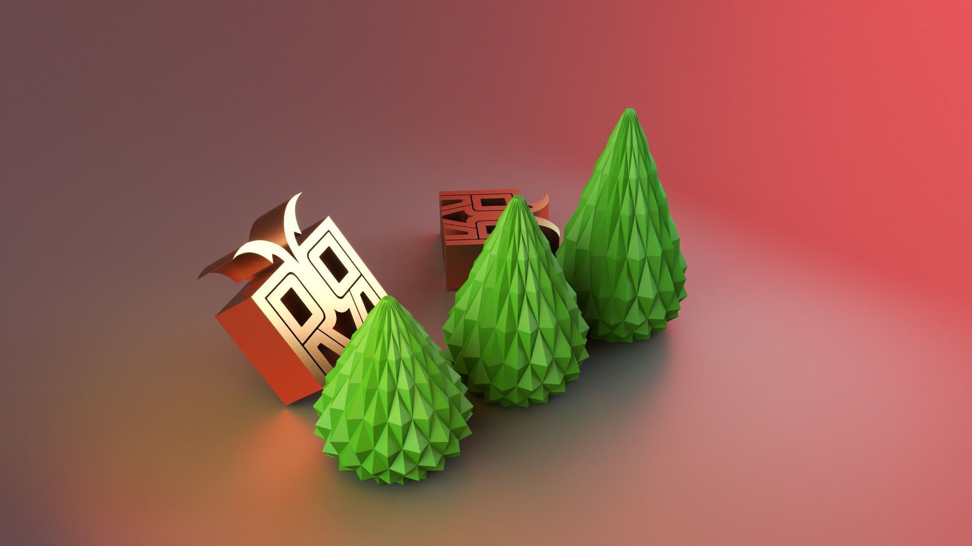 Parametric Christmas Tree set 3D print model_6