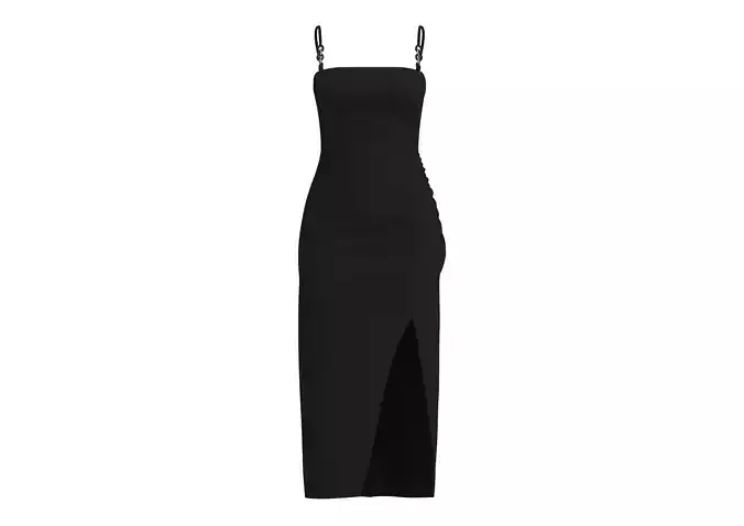 Black satin strapless corset waist dress