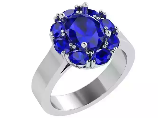 Oval Floral Halo Ring 4529