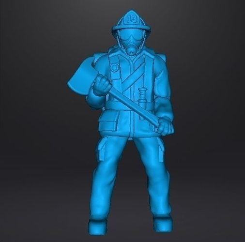 FIREMAN WITH AXE MINIATURE MODEL FIGURE FOR GAMES DND RPG 3D print model