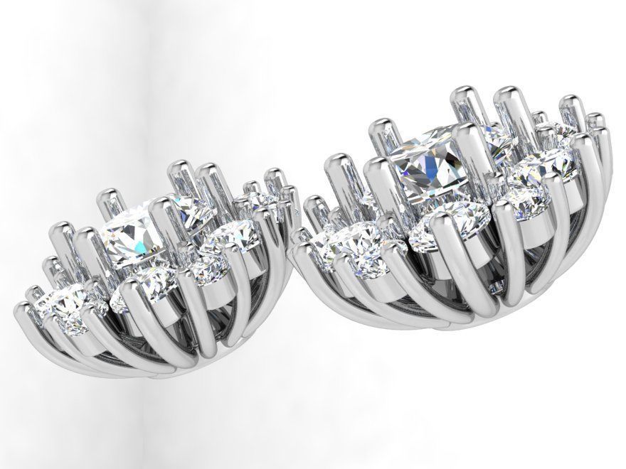 Round Cluster Earring 4538 3D print model_3