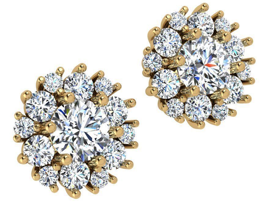 Round Cluster Earring 4538 3D print model_1