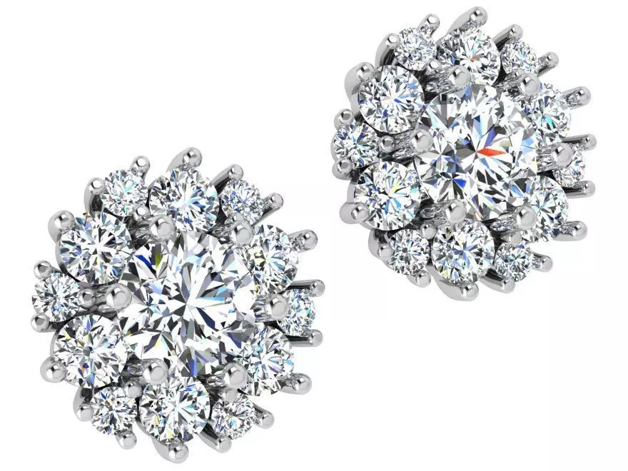 Round Cluster Earring 4538 3D print model_0