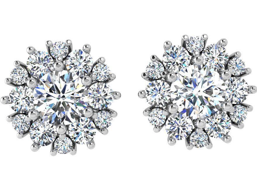 Round Cluster Earring 4538 3D print model_2