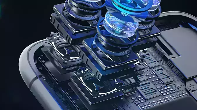 explosion model of internal structure of mobile phone camera