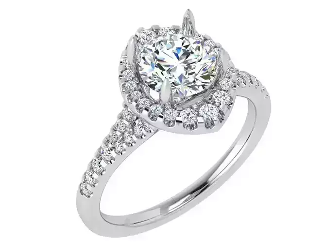 Round Diamond Marquise Halo Ring 4540