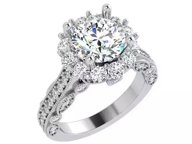 Round Halo Floral Ring 4542