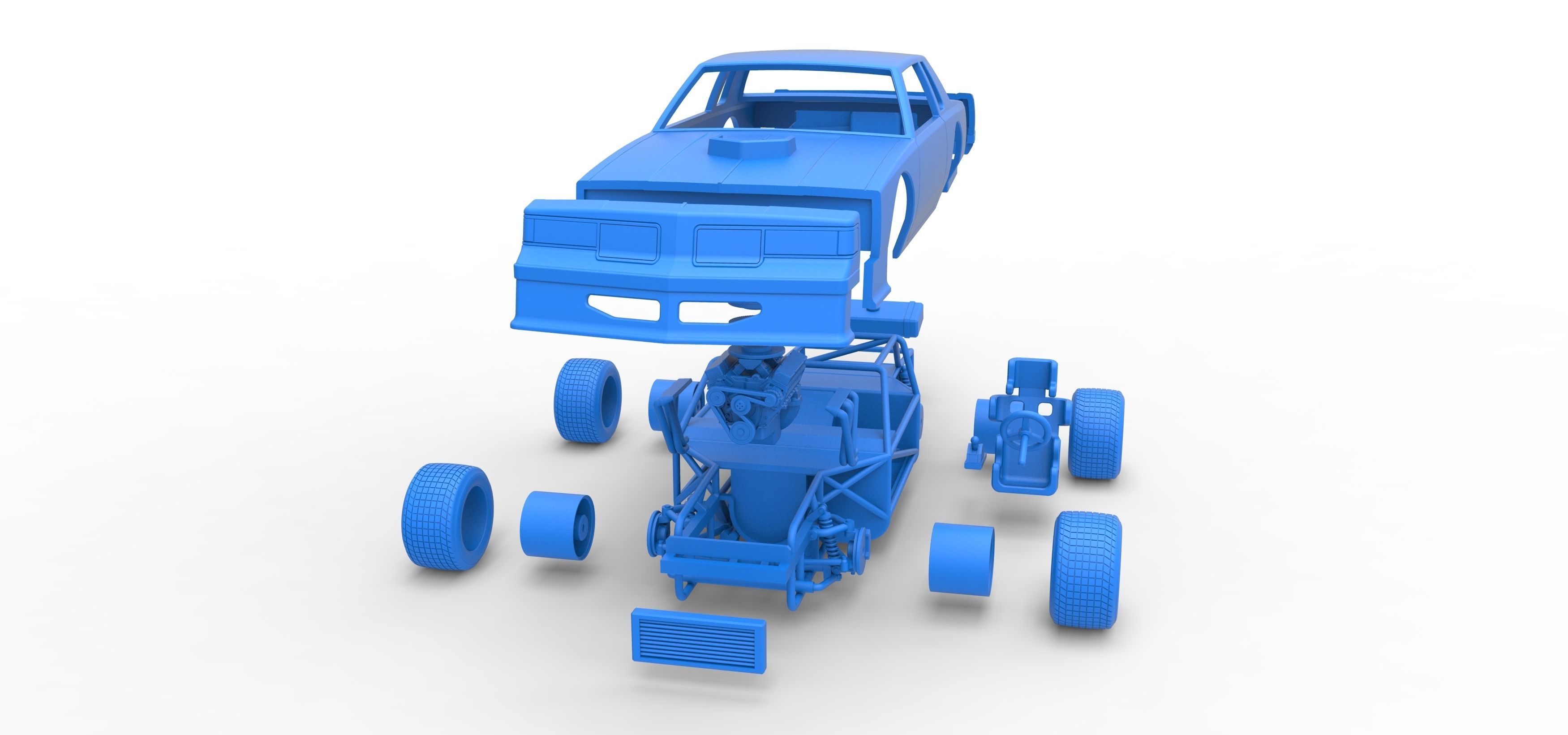 Vintage dirt late model race car Scale 1 to 25 3D print model_38