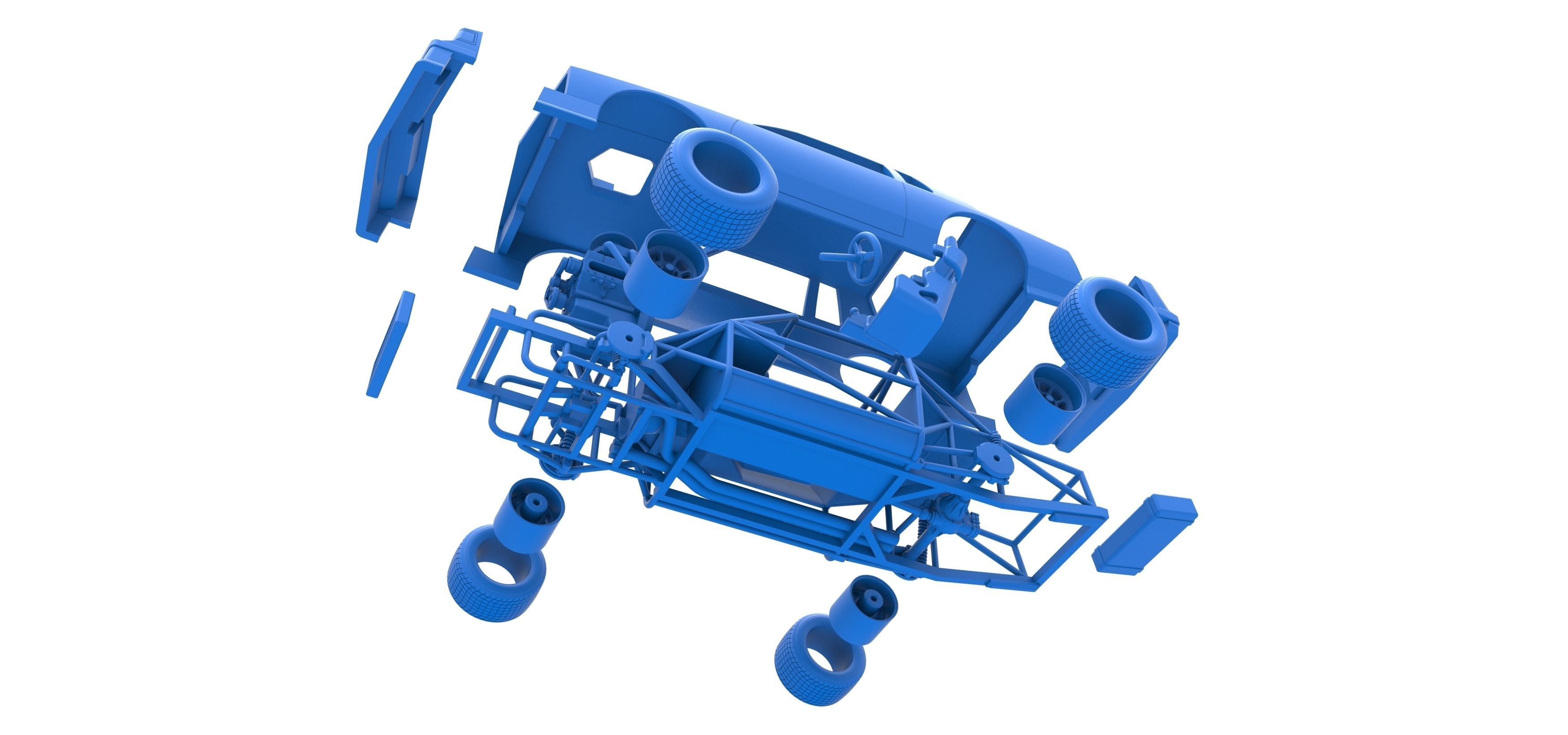 Vintage dirt late model race car Scale 1 to 25 3D print model_37