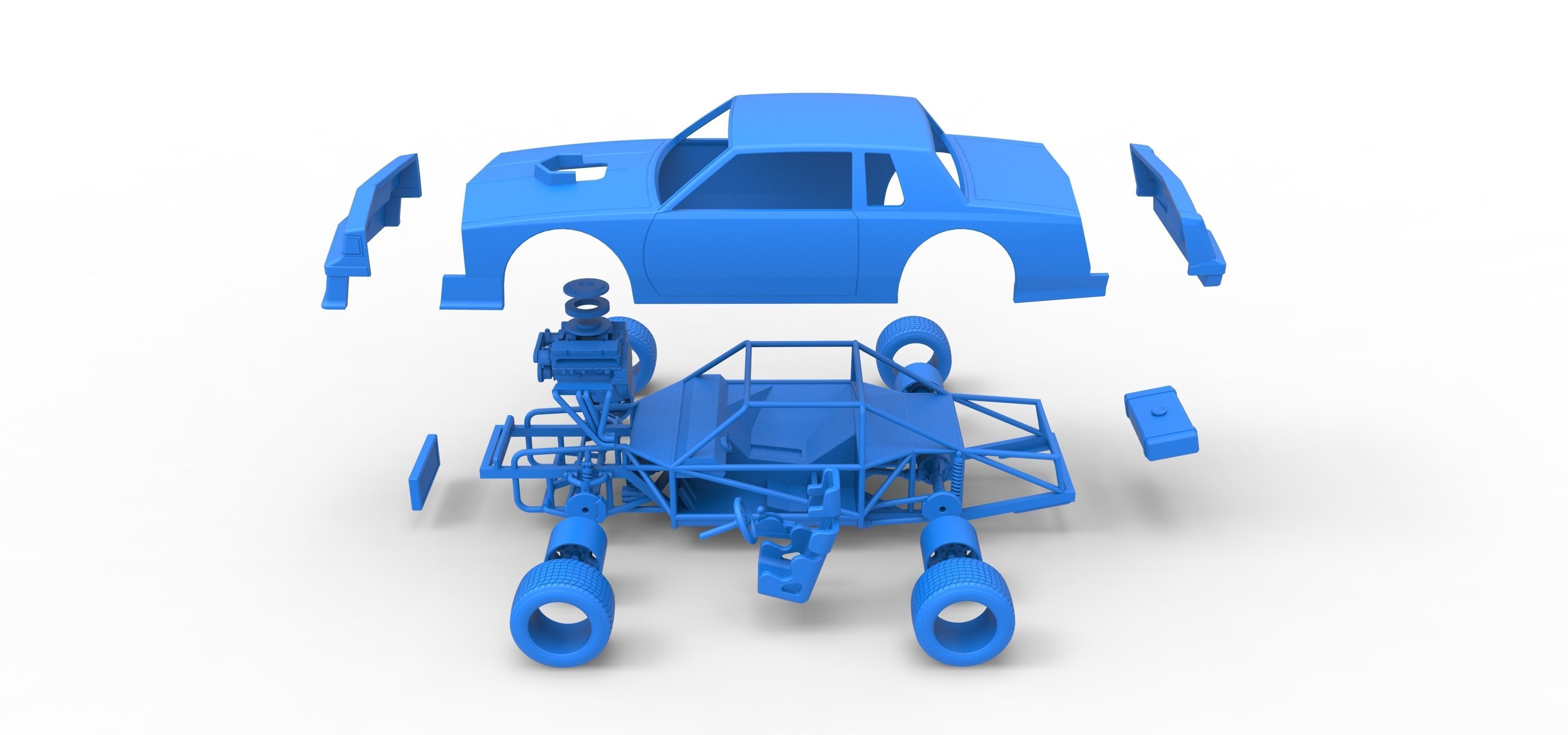Vintage dirt late model race car Scale 1 to 25 3D print model_40
