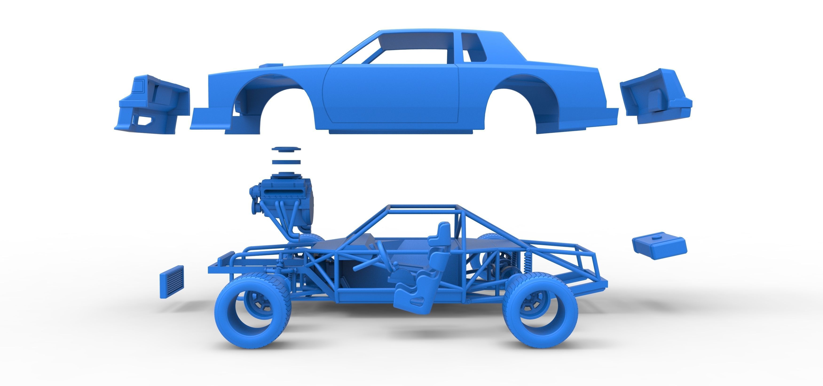 Vintage dirt late model race car Scale 1 to 25 3D print model_39