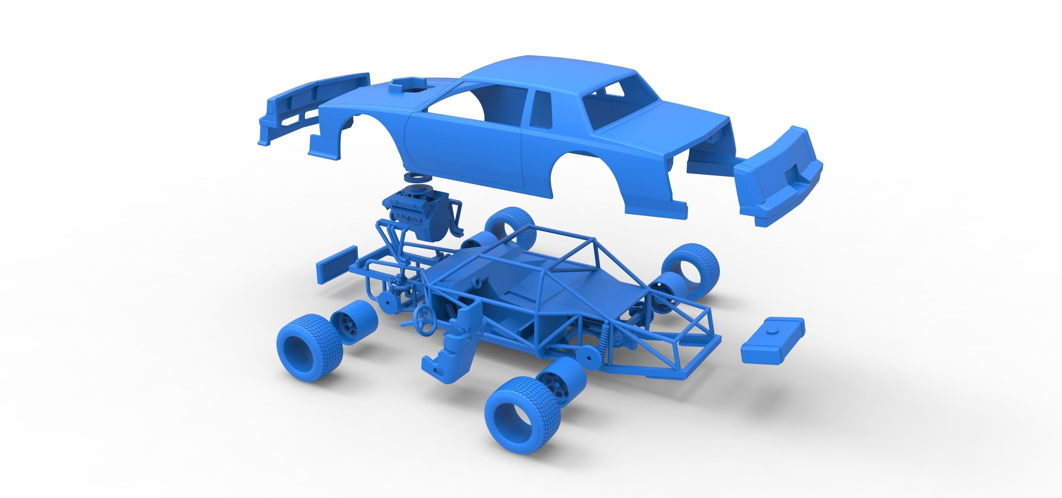 Vintage dirt late model race car Scale 1 to 25 3D print model_41
