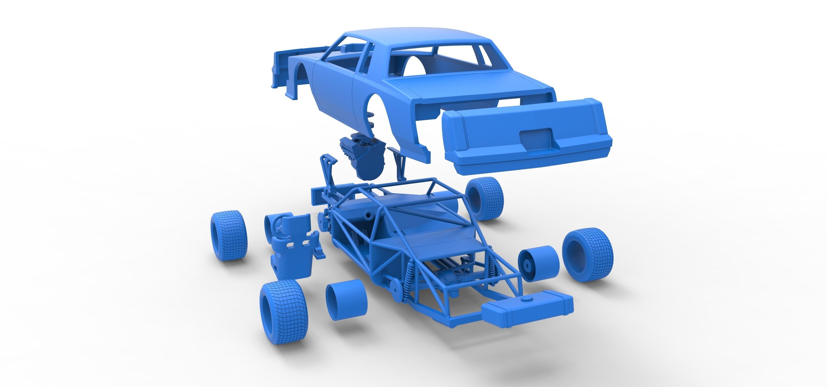 Vintage dirt late model race car Scale 1 to 25 3D print model_42